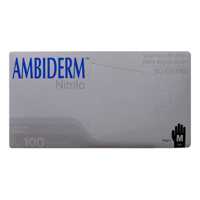 Guantes Desechable De Nitrilo Negros Medianos 100pz Ambiderm Color Negro Talla Mediana | MercadoLibre