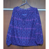 Blusa Estampada. Ml. T42 Amplio. 100%polyester No Se Plancha