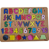 Tabuleiro Alfabeto Número Formas Brinquedo Madeira Educativo