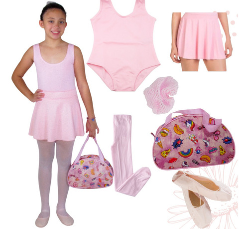 Roupa De Ballet Infantil C/ Bolsa De Balé Para Bailarina