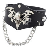 Pulsera Calavera Y Cadena Diseño 3 Rock, Punk, Gotic, Unisex