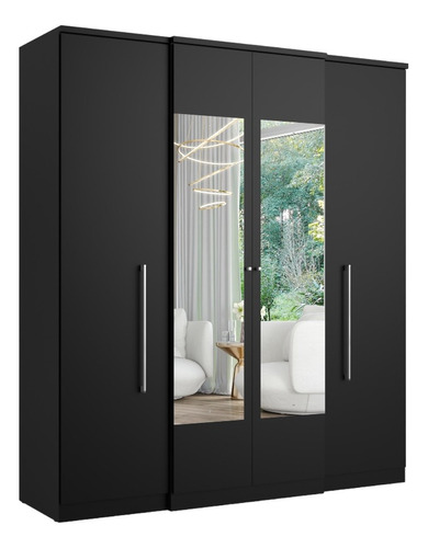 Guarda Roupa Casal 4 Portas Com Espelho Splendore Glass Thb