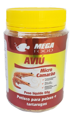 Ração Micro Camarão  Mega Food 60gr Para Tartarugas E Peixes