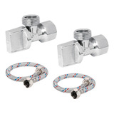 Llave Angular 2 Pzas+mangueras 2 Pzas Para Lavabo , Foset