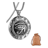 Collar Egipcio Amuleto Horus Ojo Acero Inoxidable Proteccion