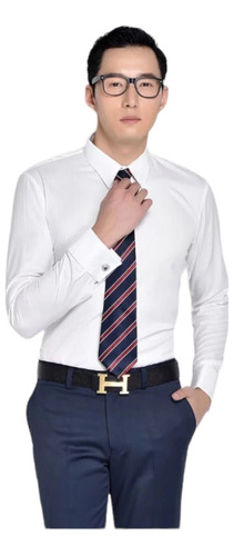 Camisa Blanca Escolar Cuello Corbata Manga Larga 