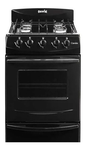 Cocina Escorial Candor Black 51cm Gas Envasado 4 Hornallas