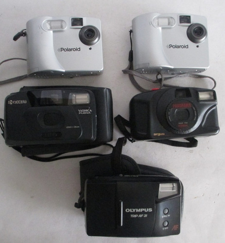814 - Lote Com 5 Máquinas Fotográficas Sendo 2 Polaroid Fun,