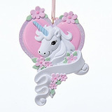 Unicornio Caballo De Color Blanco Con Corazon Color Rosa Orn