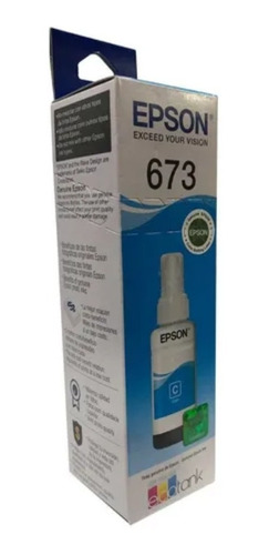 Botella Tinta Epson T673 Cian Original Para L800