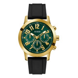 Reloj Para Hombre Guess Genesis W1254g2 Color Negro Bisel Dorado Fondo Verde