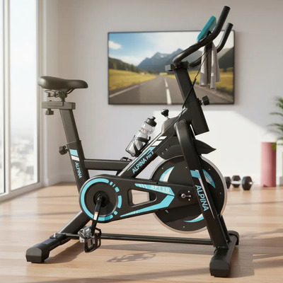 Bicicleta Fija Estatica Alpina 3 Profesional Spinning 8 Kg Negro\u002Fceleste | Mismo precio en cuotas