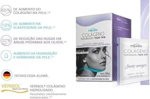 Colágeno Hidrolisado Equaliv, Verisol, Tecn. Alemã 30 Saches Sabor Sem Sabor