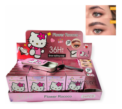 Jabón De Cejas Con Cepillo Hello Kitty Mayoreo 24 Pz