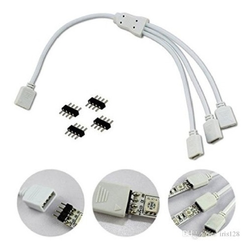 Pack 2 Cables Splitter Divisor Rgb 1x3 12v 4pin Tira Led   