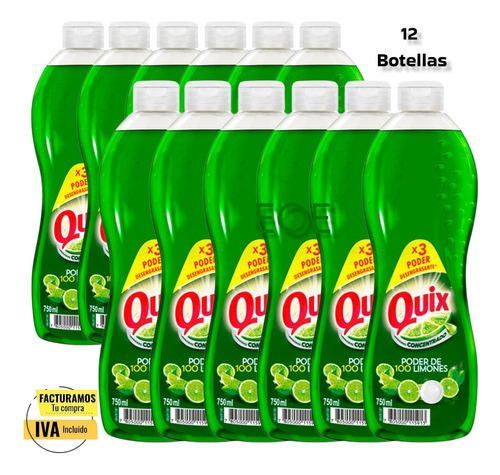 Quix Lavalozas Pack 12 Unidades Biodegradable 750 Ml C/u 