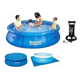 Pileta Bestway De Lona 244 Con Cobertor Tapiz Inflador