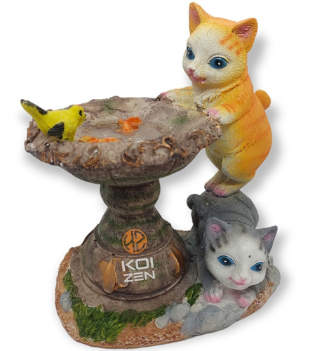 Estatua De Escultura De Gatos Y Peces Lámpara Solar De Gatos