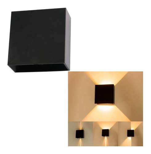 Arandela Externa Led Facho Duplo Ajustável 5w Ip66 Luz 3000k Cor Preto