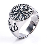 Anillo Valknut Vikingo Color Plata Acero Inoxidable Hombre