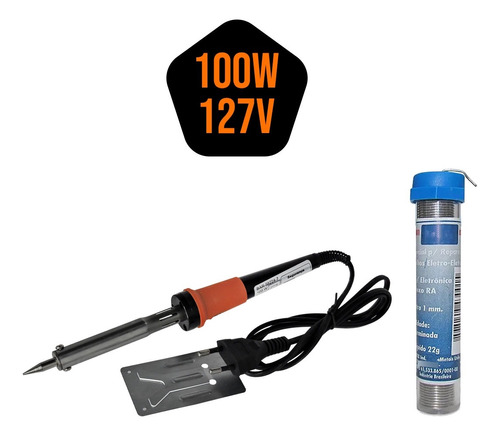 Ferro De Solda Profissional 100w 127v + 1 Tubo De Estanho