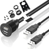 Cable De Extencion Usb 2.0 Doble De 1m Macho A Hembra Panel