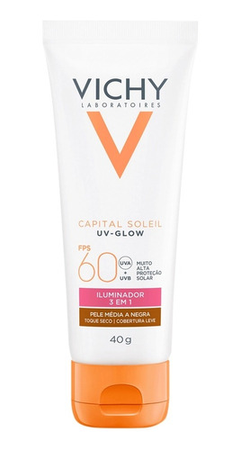 Protetor Solar Facial Uv-glow Fps60 Média A Negra 40g Vichy