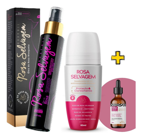 Kit Rosa Selvagem Óleo  + Desodorante Roll-on Axila