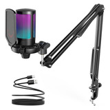 Fifine Microphone Kit, With Boom Stand, Usb, Rgb