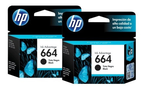 Pack 2  Tinta Original Hp 664 Negro F6v29al Incluye Iva