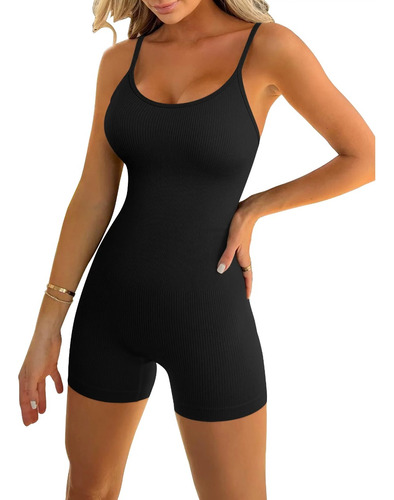 Mono Enterito Jumpsuit Deportivo Corto Mujer Gym Yoga