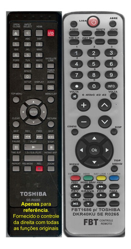 Controle Toshiba Gravador  Dvd  Dkr40 Se-r0265 G10 Fbt1686