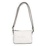 Bolsa Crossbody Calvin Klein Logo Estampado Para Mujer Acabado De Los Herrajes Níquel Color White/silver Logo Correa De Hombro Multicolor Diseño De La Tela Liso