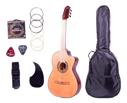 Guitarra Acústica Curva De Paracho, Paquete Con Accesorios 