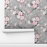 Papel Parede Floral Cinza Flores Adesivo Lavavel 12m