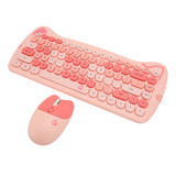 Teclado E Mouse Cute Cat Kawaii Wireless Colorido Para