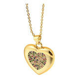 Remate!! Collar Corazón Baño Oro 18kt Con Cristales 1701e