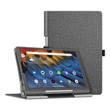 Funda Fintie Ara Lenovo Yoga Smart Tab De Piel Vegana -gris