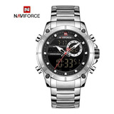 Relógio Naviforce Nf9163, Preto, Mostrador Esportivo, 3atm