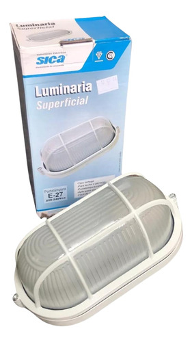 Luminaria Tortuga Exterior Ovalada Sica Aluminio Blanca Negr