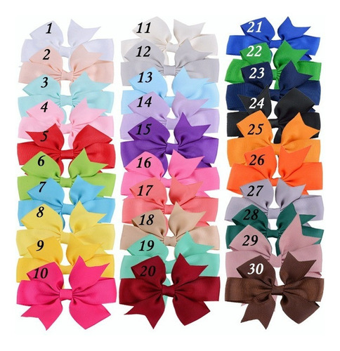 Moños Lazos,moda Niña Set Colores 30 Pzs