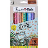 Lápices De Colores Paper Mate Hexagonal Vintage X15 Unidades