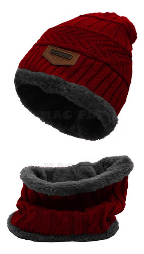 Combo Gorro Y Cuello Invierno Lana Corderito Hombre Mujer