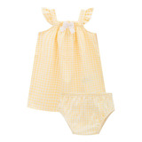 Conjunto Xadrez Feminino Amarelo Brandili Infantil