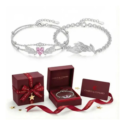 Pulseras De Pareja Plata 925 Alas De Ángel Ajustable Rosa | Envío gratis