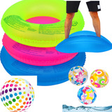 3 Boia Inflável Neon 76cm P/ Piscina Praia E Brinde