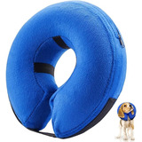 Collar Protector Inflable Para Perro, Ajustable (s, Azul)