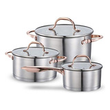 Batería Cocina 6 Piezas Acero Inoxidable Copper Juego Ollas