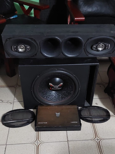 Audio Car Woofer + Potencia + Rackera