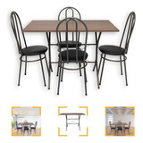 Conjunto Mesa Jantar 110x68cm Com 4 Cadeiras Estofadas